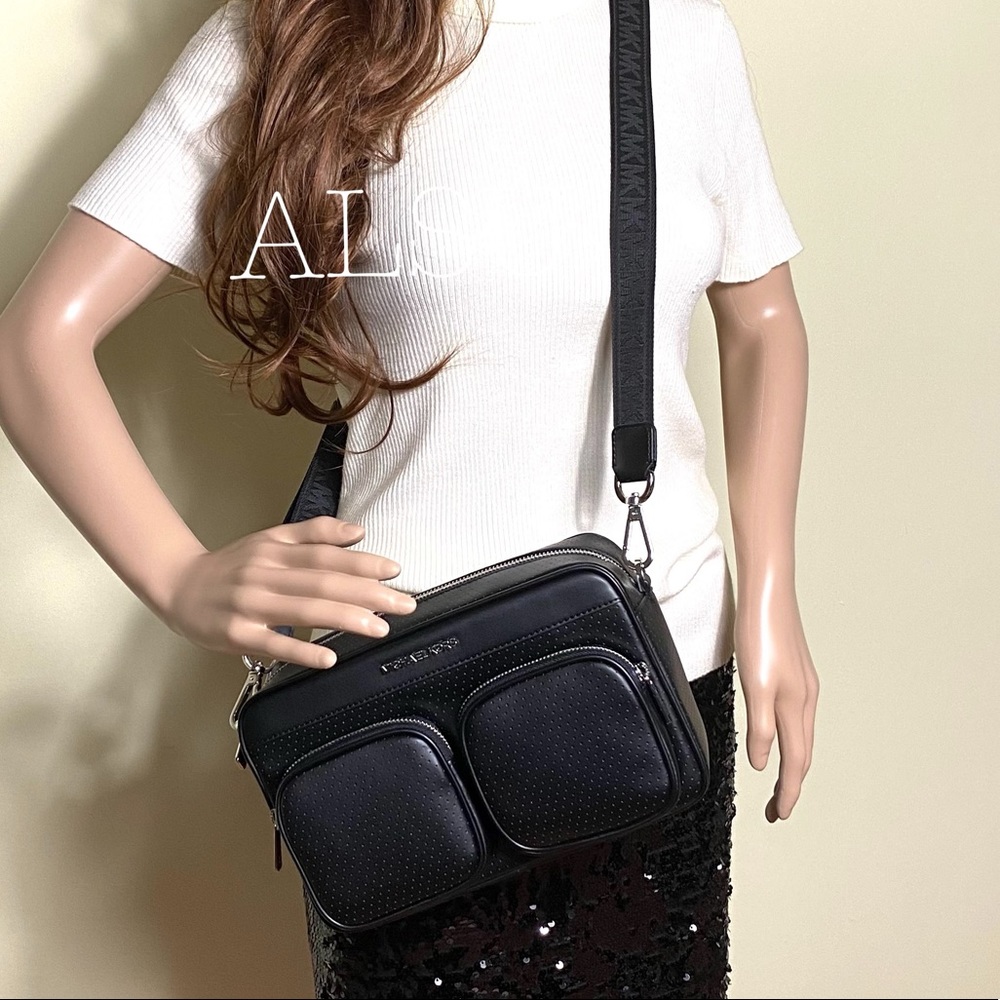 Michael Kors Hanover LG Crossbody Vegan Faux Le Bl - Picture 2 of 14